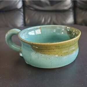 RARE Ray Anspach Signed Soup Mug – Turquoise Glaze – Farmhouse Collector Piece